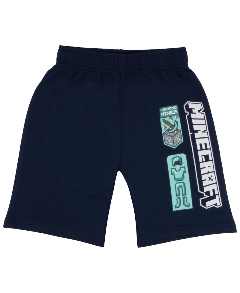Minecraft Boys 3 Piece T-Shirt, Shorts and Baseball Hat Outfit Set