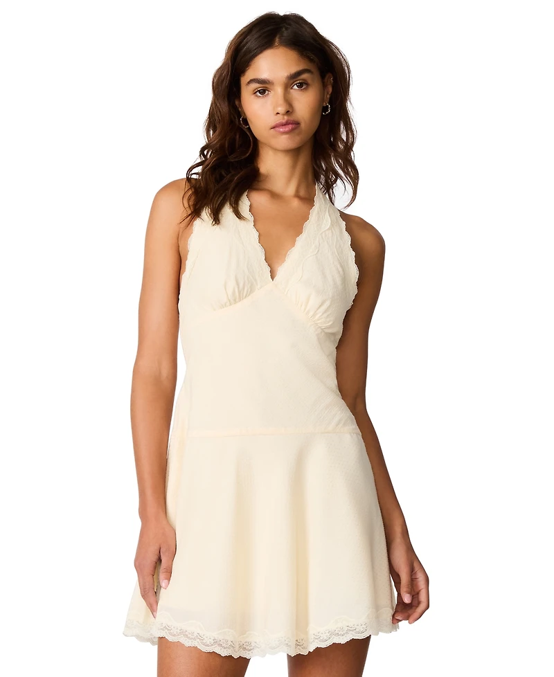 Steve Madden Women's Liza Sleeveless Halter V-Neck Fit & Flare Dress