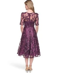 Eliza J Women's Elbow-Sleeve Illusion Yoke Dress