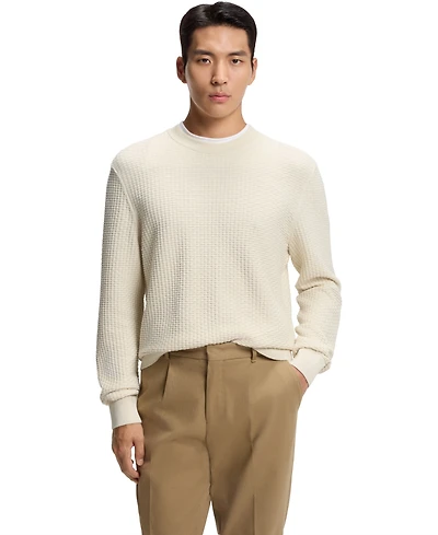 Boss by Hugo Men's Knitted Structure Cotton Sweater