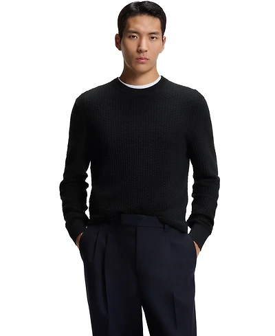 Boss by Hugo Men's Knitted Structure Cotton Sweater