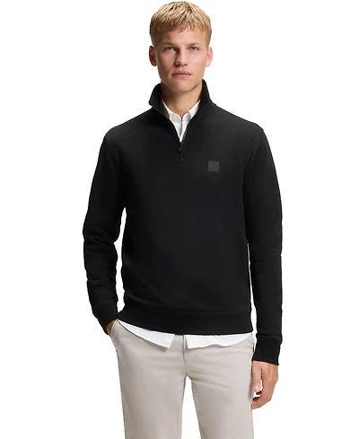 Boss by Hugo Men's Logo Patch Zip-Neck Sweatshirt