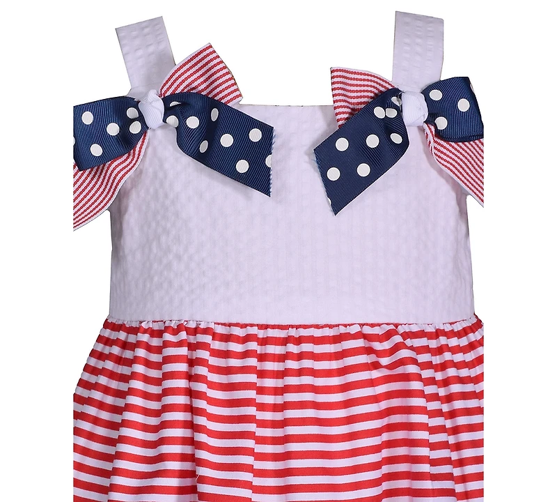 iApparel Girls 2T-6X Americana Bow Shoulder Dress