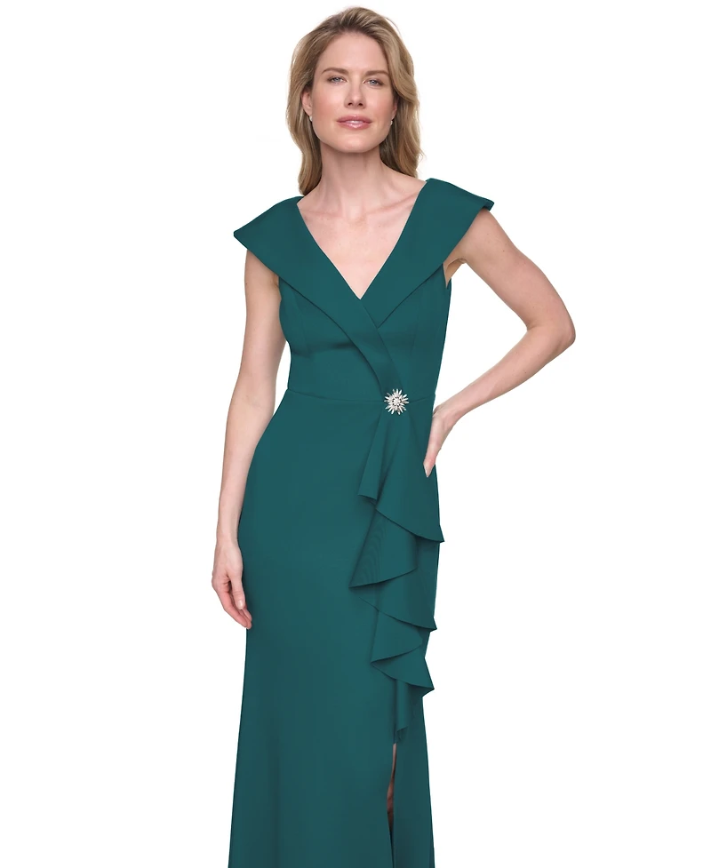 Jessica Howard Women's Scuba V-Neck Gown