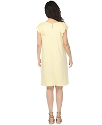 White Mark Women's Scoop Neck Flutter-Sleeve Maternity Dress