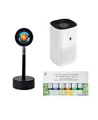 Pursonic Home Wellness Bundle – True Hepa Air Purifier, Sunset Projector Lamp & 6-Pack Essential Oils