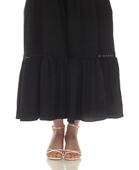 White Mark Women's Scoop Neck Tiered Midi Dress