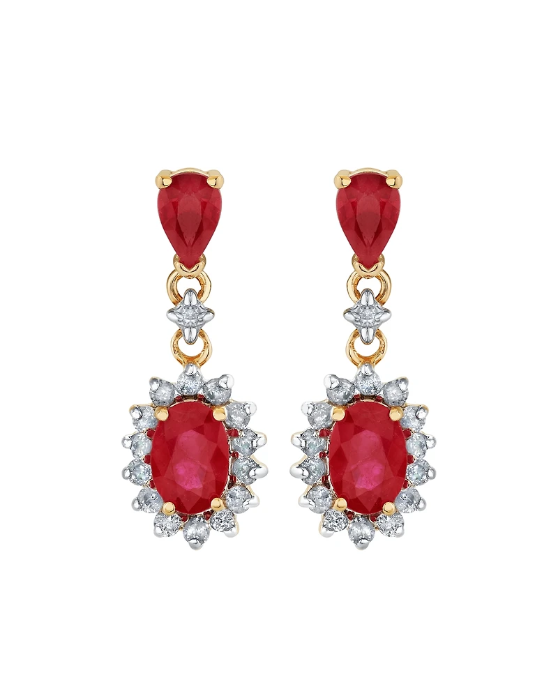 Macy's Ruby (1-7/8 ct. t.w.) & Diamond (1/3 ct. t.w.) Drop Earrings in 14k Yellow Gold