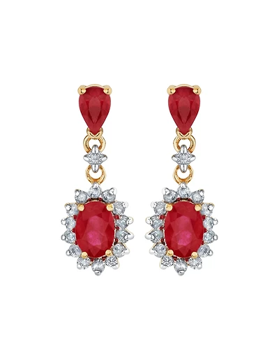Macy's Ruby (1-7/8 ct. t.w.) & Diamond (1/3 ct. t.w.) Drop Earrings in 14k Yellow Gold