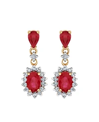 Macy's Ruby (1-7/8 ct. t.w.) & Diamond (1/3 ct. t.w.) Drop Earrings in 14k Yellow Gold