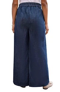Yumi Women's Chambray Wide Leg Trousers