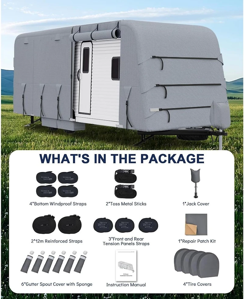 gaomon Rv-Cover 22-24 ft Travel Trailer Camper Cover,Waterproof Rip-Stop Rv Covers with Adhesive Repair Patches