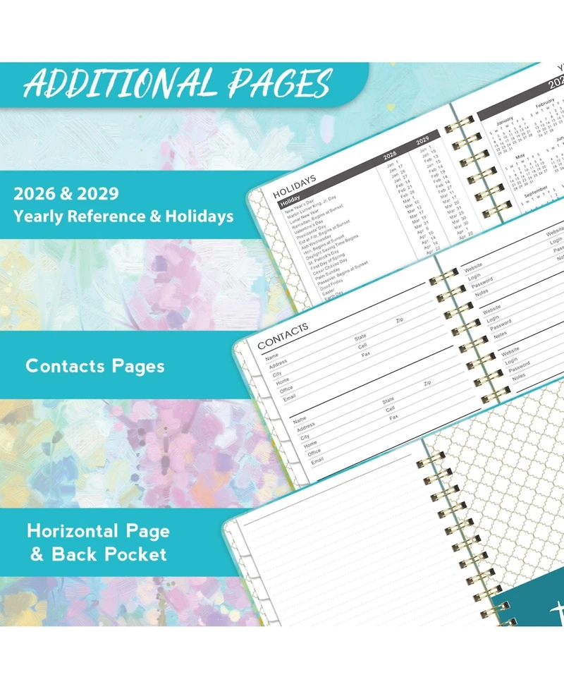 Gnuadz 2026-2029 Monthly Planner 3-Year Tabs Notes Pocket