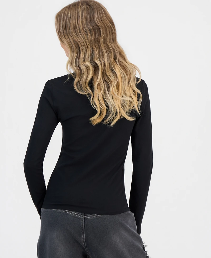 Sincerely Jules Juniors' Fitted Long-Sleeve Crewneck T-Shirt
