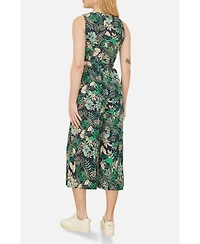 Yumi Women's Sleeveless Leaf Print Culotte Jumpsuit