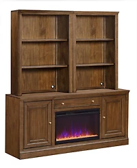 Amren 65" Wood 2 Door Console with Fireplace and two Open Hutches