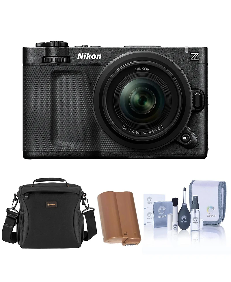 Nikon Zr 6K Cinema Camera with Nikkor Z 24-50mm f/4-6.3 Lens, Bundle with Extra Battery, Shoulder Bag and Cleaning Kit