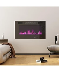 Homsee Electric Fireplace Heater - Realistic Flame Effect, Iron and Glass, 120V Wall Plug, Living Room Decor