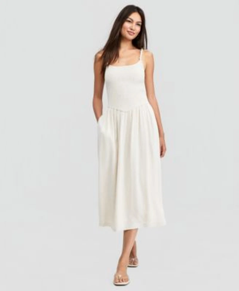 Now This Womens Smocked Beaded Strap Dress Macys Exclusive