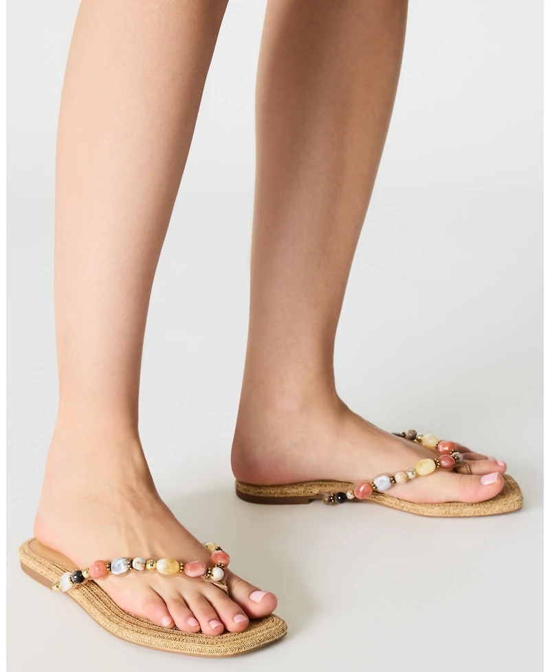 Steve Madden Women's Marble Embellished Square Toe Thong Sandals