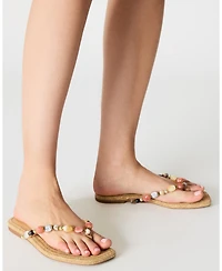 Steve Madden Women's Marble Embellished Square Toe Thong Sandals