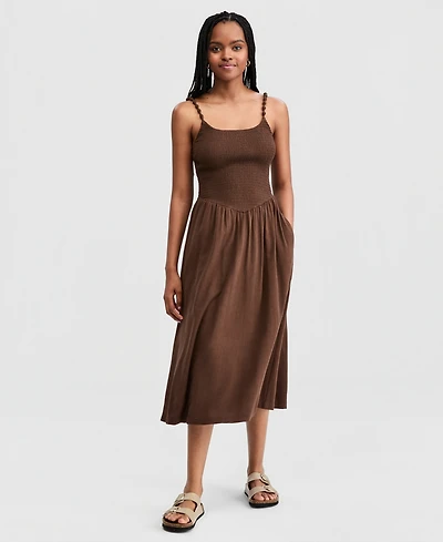 And Now This Petite Beaded Strap Smocked Midi Dress, Macy's Exclusive