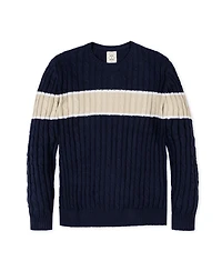 Hope & Henry Men's Organic Crew Neck Cable Sweater