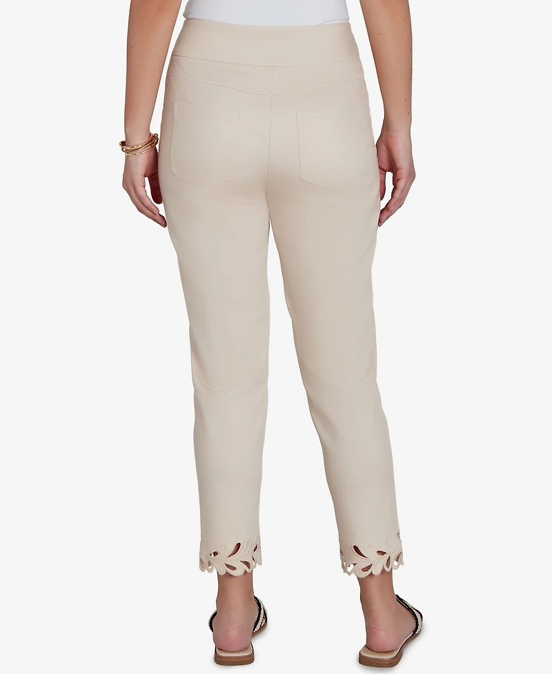 Ruby Rd. Petite Embroidered Cutout Denim Ankle Pants