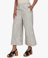 Ruby Rd. Petite Textured Stripe Elastic Waist Cropped Pants