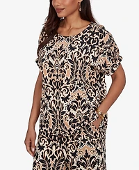 Ruby Rd. Petite Damask Textured Short-Sleeve Top