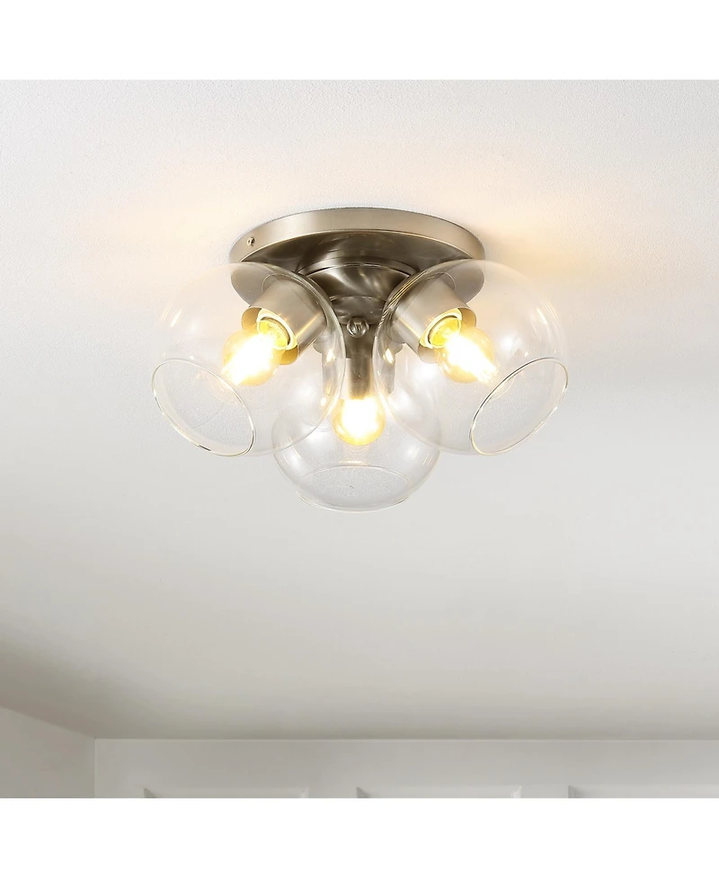 Iris Farmhouse Rustic Iron/Glass Led Semi Flush Mount