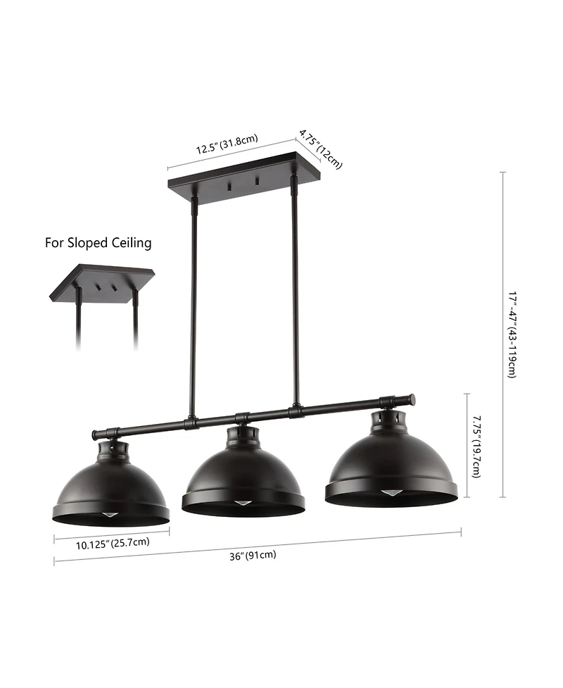 Asher Industrial Farmhouse Iron Linear Led Pendant