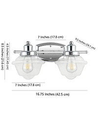 Orleans Iron/Glass Schoolhouse Led Vanity Light