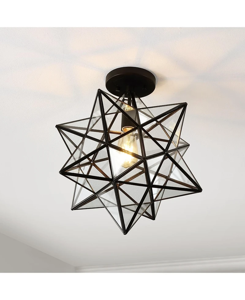 Jonathan Y Ava Farmhouse Bohemian Iron/Glass Led Semi Flush Mount Ceiling Light