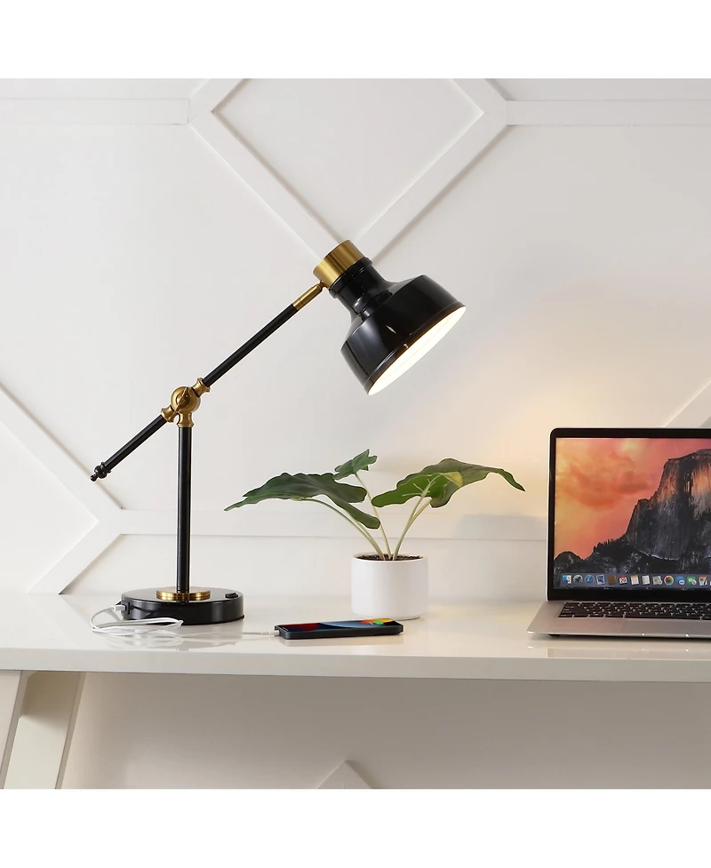 Jonathan Y Allegra Classic Farmhouse Adjustable Cantilever Led Task Lamp with Usb Charging Port