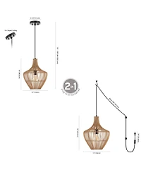 Lucas Farmhouse Coastal Rattan Led Pendant