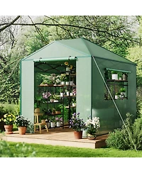 GarveeLife 6x8 Ft Pop-Up Greenhouse With Durable Pe Cover, Large Grow Tent, Features Zippered Doors And Mesh Windows For Indoor/Outdoor Plants