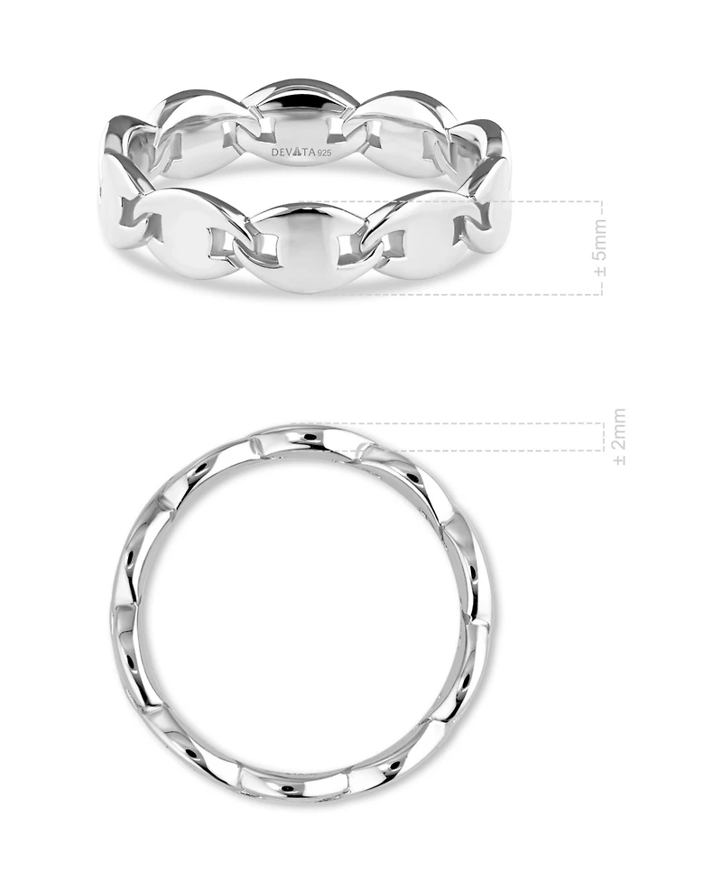 Devata Mariner Anchor Ring in Rhodium Plated Sterling Silver