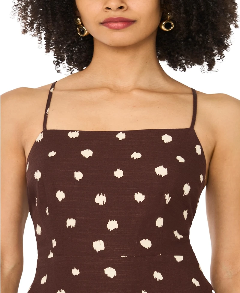 1.state Women's Linen Blend Printed Maxi Dress