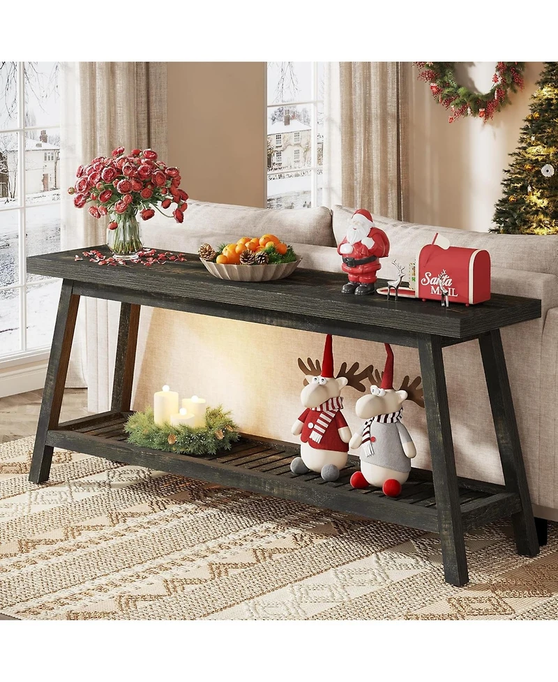 Tribesigns 70.86-Inch Console Table for Entyrway, Farmhouse 2-Tier Entry Entrance Table, Narrow Long Sofa