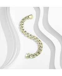 Men's Sterling Silver Iced Out Cubic Zirconia Miami Cuban Chain Bracelet