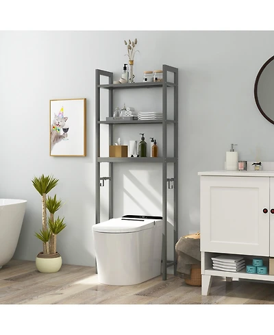 sumyeg Over The bath fixture Storage Shelf Space Saving Metal Bathroom Organizer with Hooks