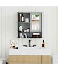 sumyeg Wall Mount Mirror Bathroom Storage Cabinet Organizer