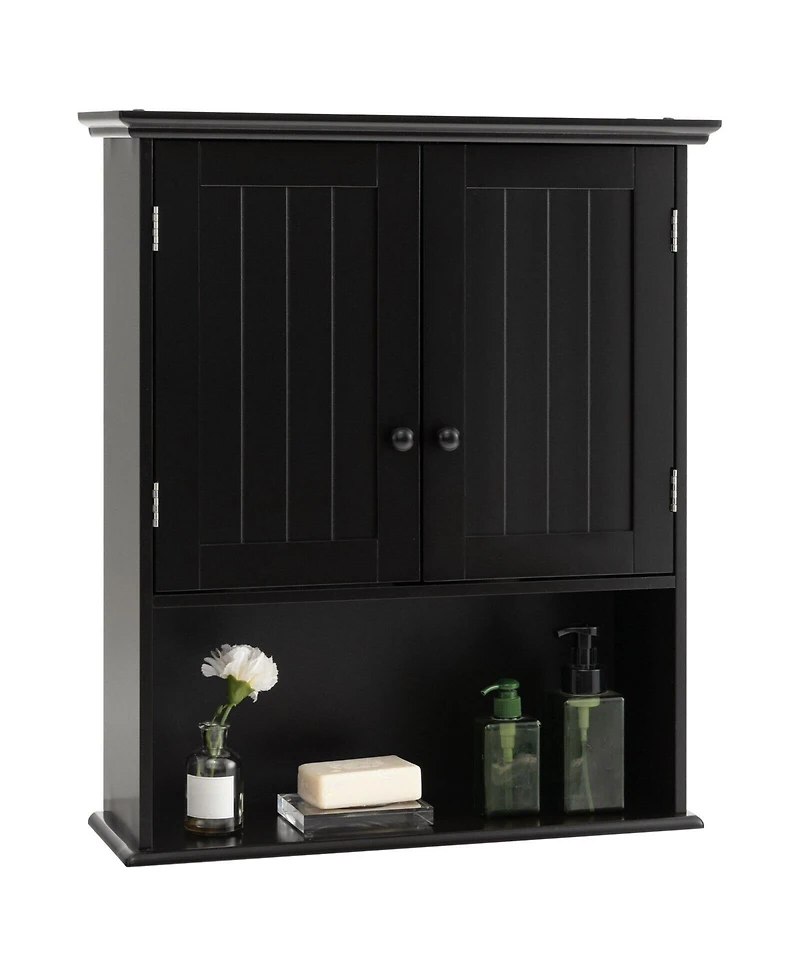 sumyeg 2-Door Wall Mount Bathroom Storage Cabinet with Open Shelf