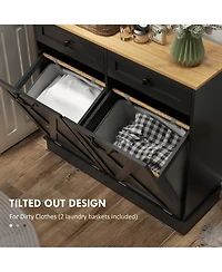 Homcom Tilt Out Laundry Hamper Cabinet with 2 Baskets and 2 Drawers,