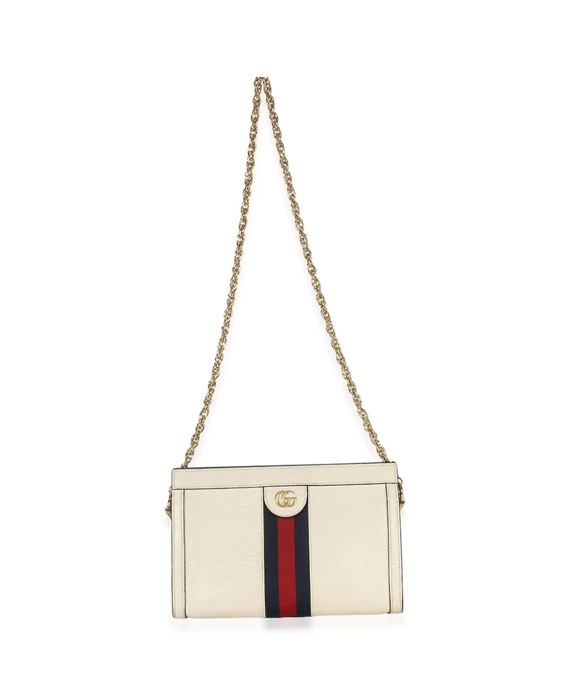 Pre-Owned Gucci White Leather Small Ophidia Chain Shoulder Bag