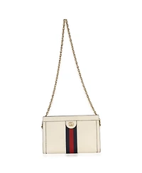 Pre-Owned Gucci White Leather Small Ophidia Chain Shoulder Bag