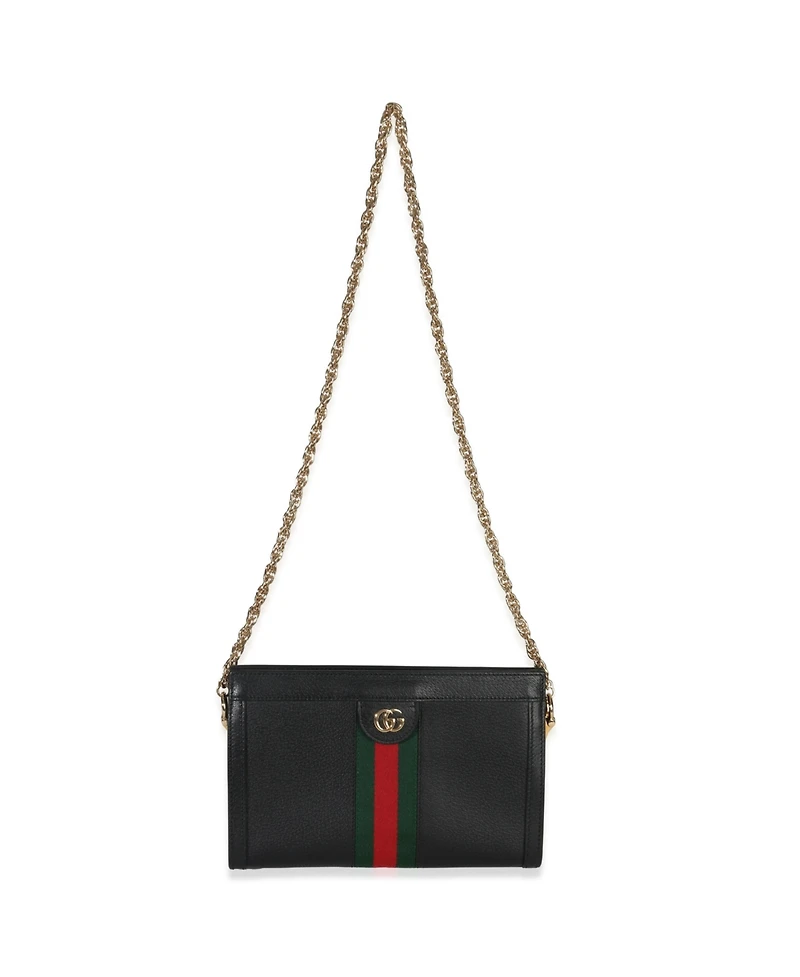 Pre-Owned Gucci Black Calfskin Gg Ophidia Small Web Chain Bag