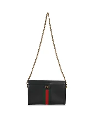 Pre-Owned Gucci Black Calfskin Gg Ophidia Small Web Chain Bag