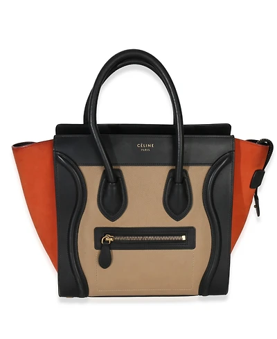 Pre-Owned Celine Beige Multicolor Drummed Calfskin Nubuck Nano Luggage Tote